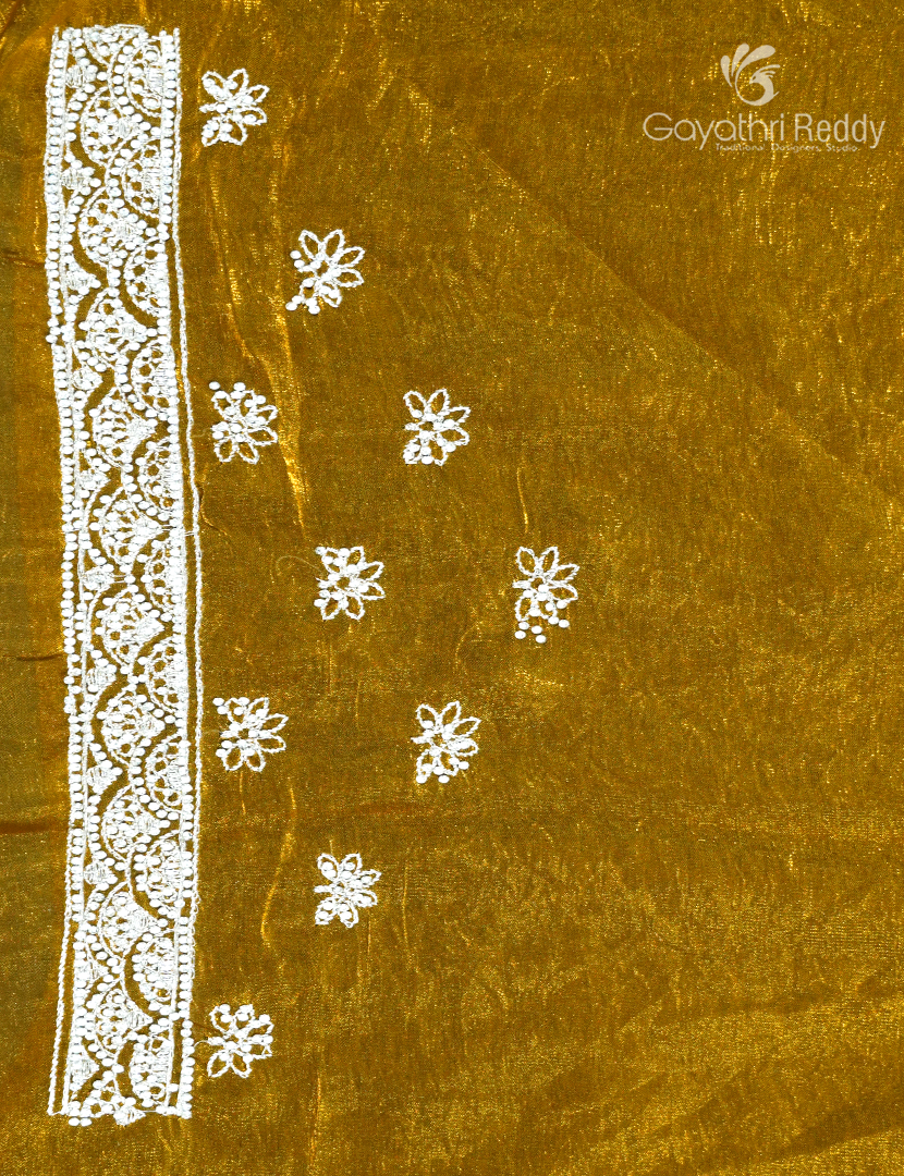 Tissue Fancy Party Wear in Dry Mehendi