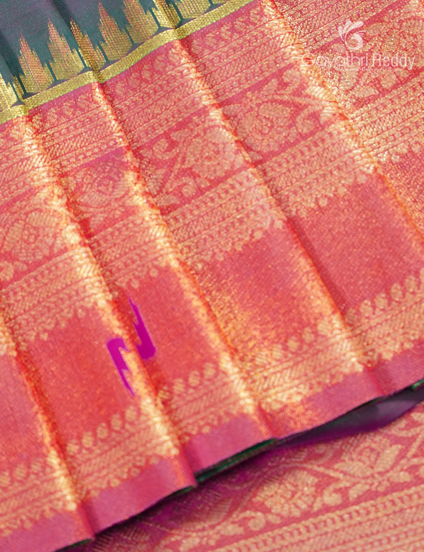 Semi Kanchipuram Art Silk Saree in Grey nd Peach