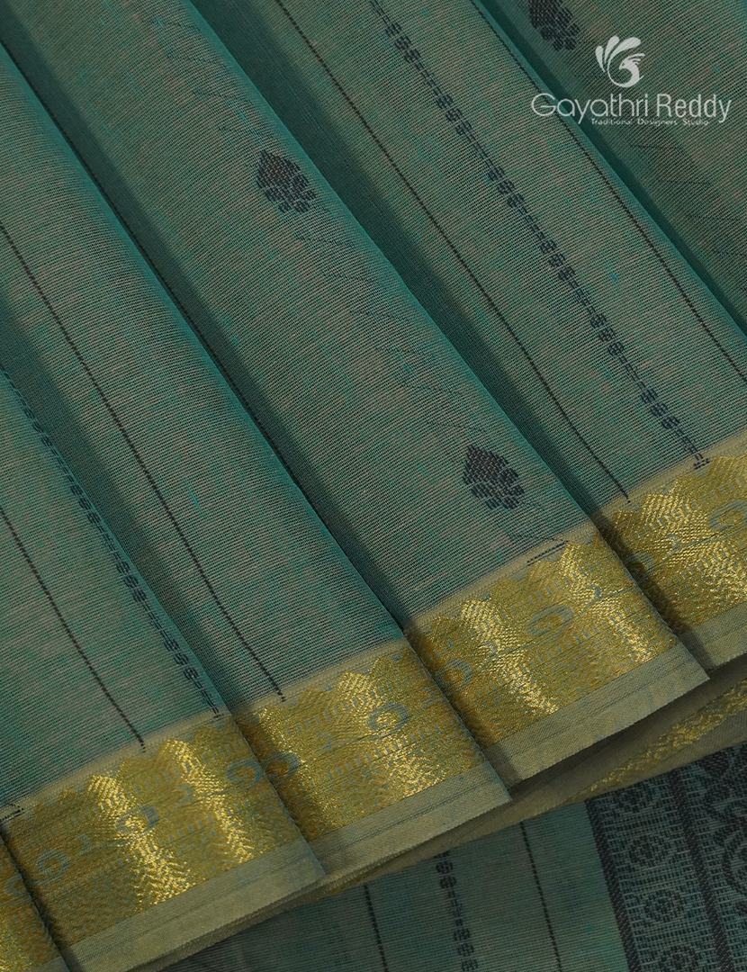 Pure Kanchi Cotton Saree in Pista Grey