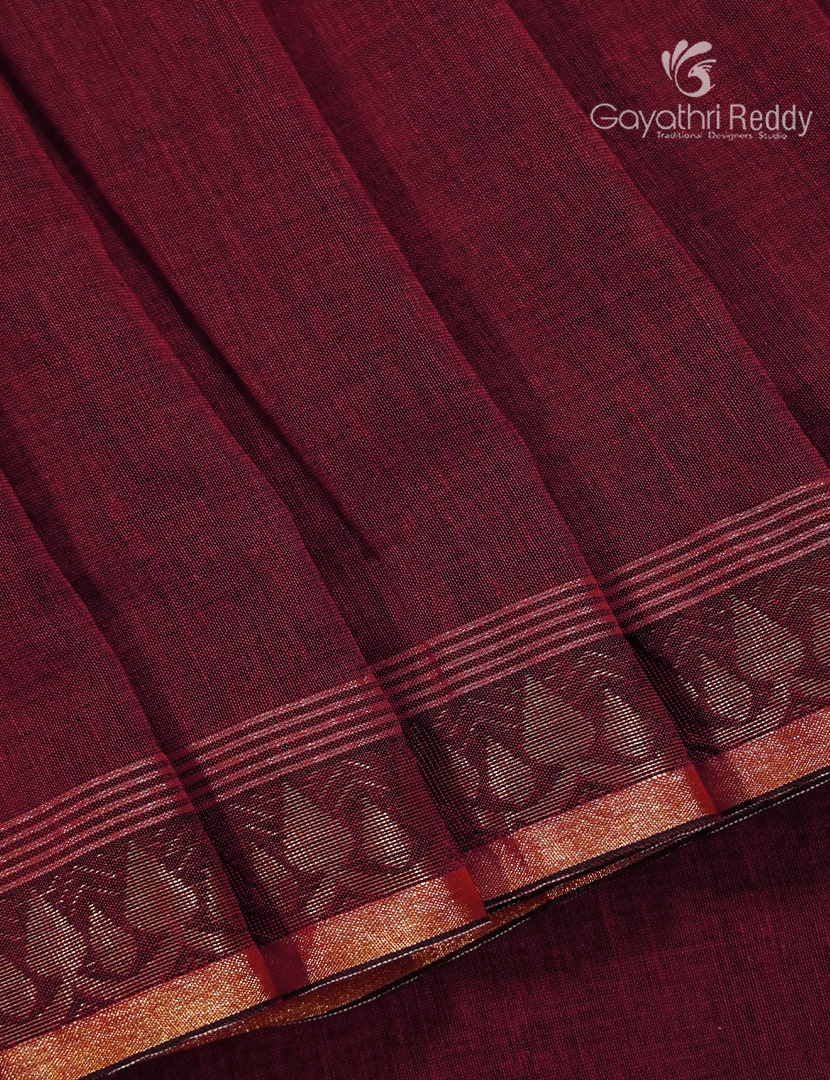 Jamdani Cotton Saree in Deep Maroon