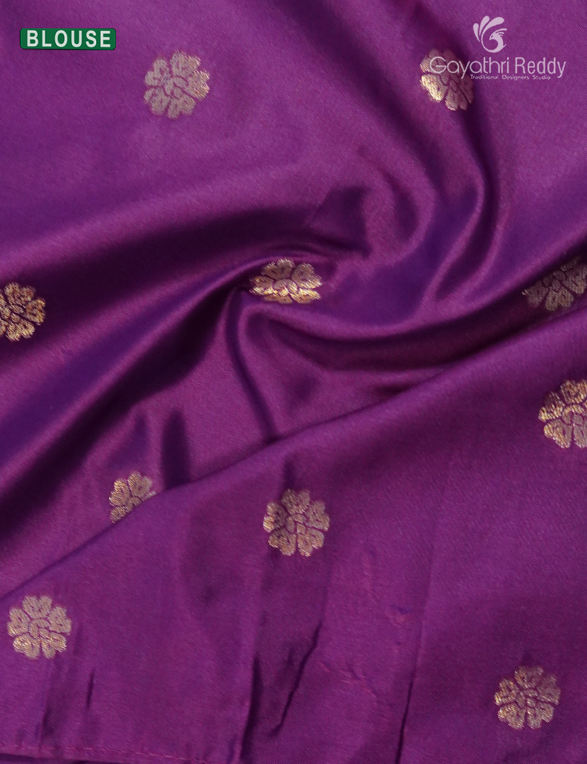 Semi Kanchipuram Silk Fancy  Saree in Deep Red Onion and Deep Magenta