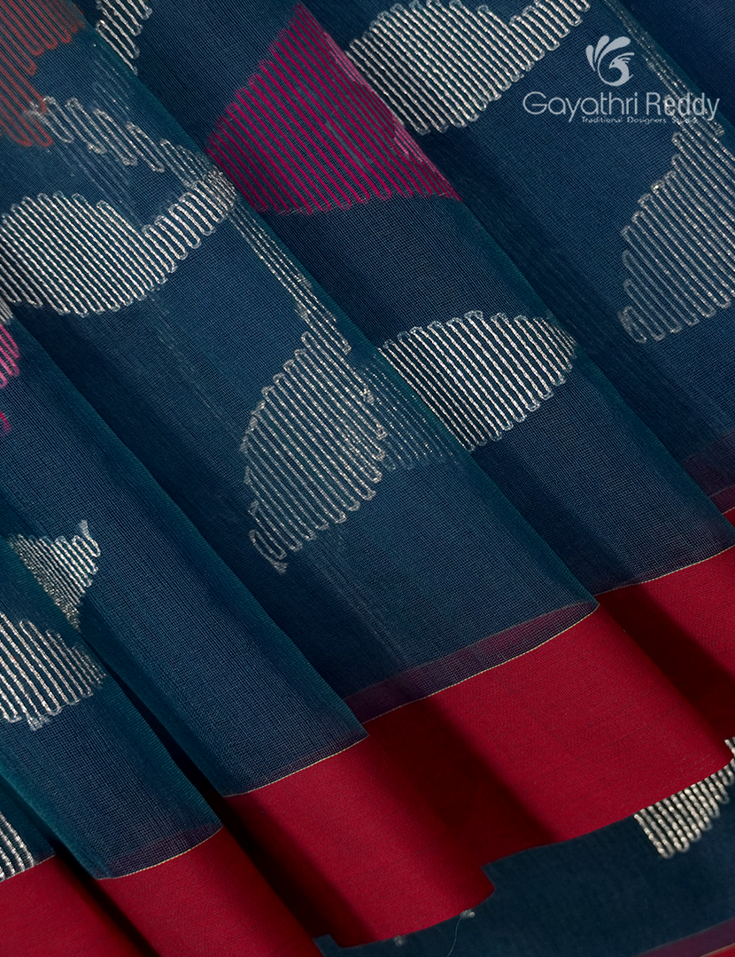 Pure Jamdani Kora Saree  in Indigo Grey