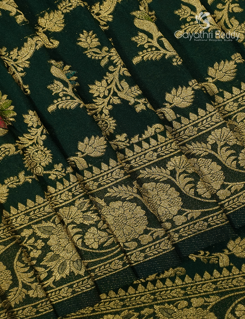 Banaras Georgette Saree in Bottle Green