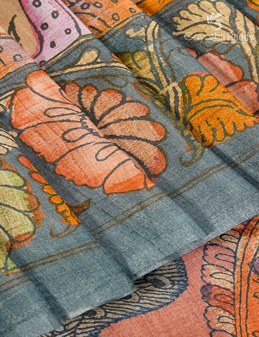 Semi Tussar Silk Saree in Light Orange