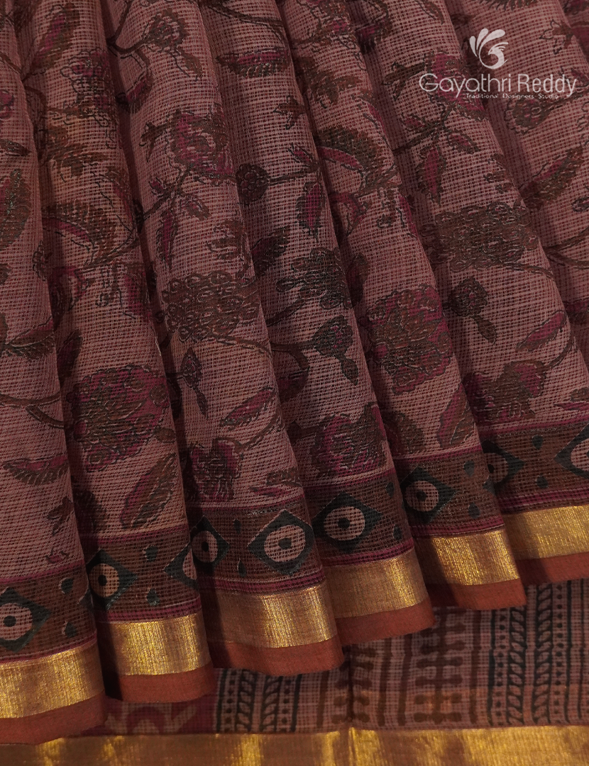 Premium Quality Cotton Kota Saree in Brown