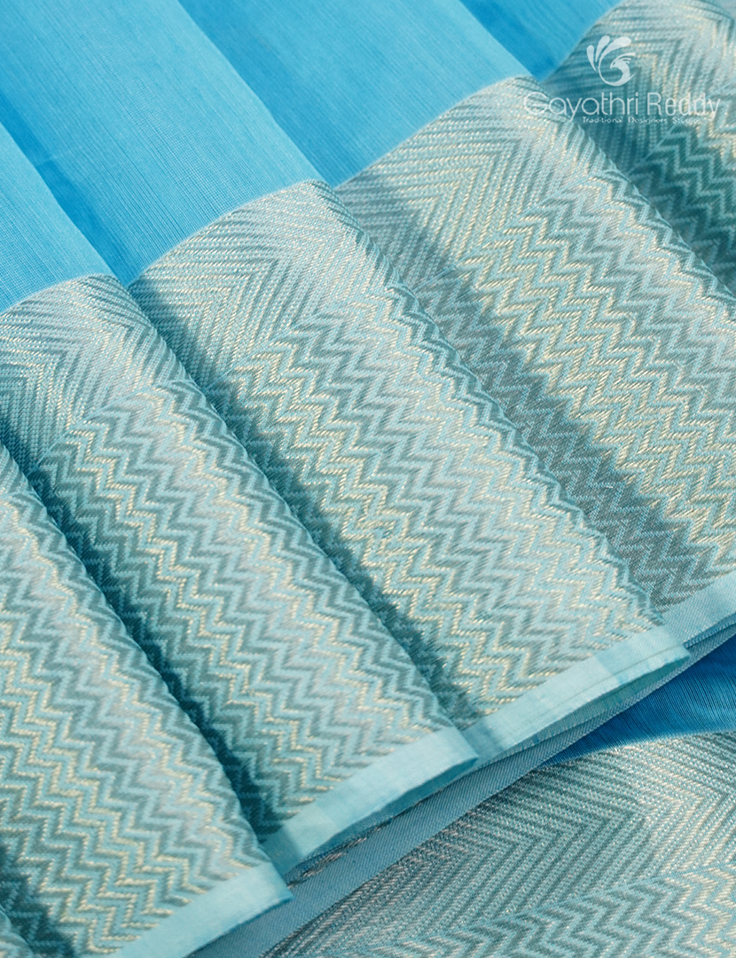 Pure Chanderi Sico Saree in Pastel Cloud Blue