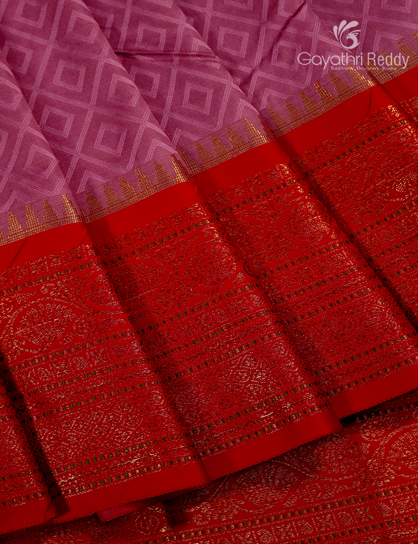Semi Katan Silk Saree in Onion Pink and Red
