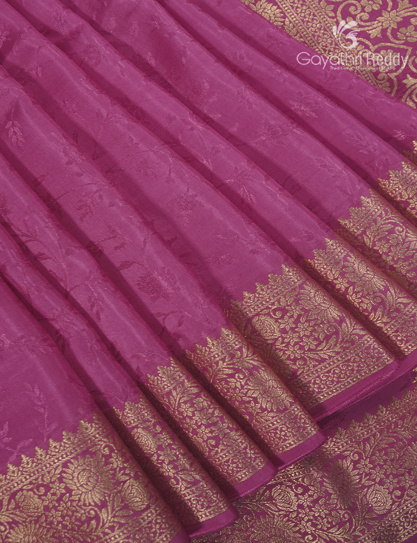 Semi Mysore Crepe Saree in Blush Pink
