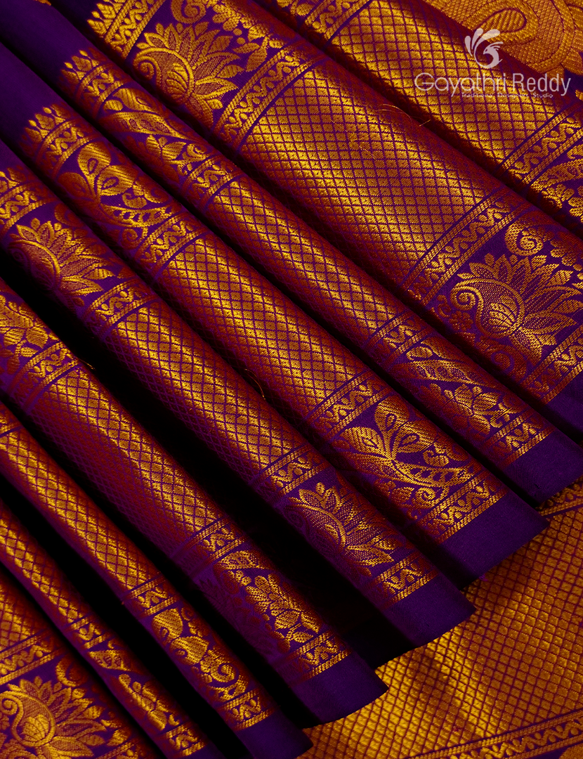 Pure Gadwal Silk Saree in Purple