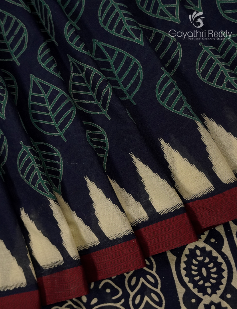 Vidharbha Cotton Saree in Indigo Blue