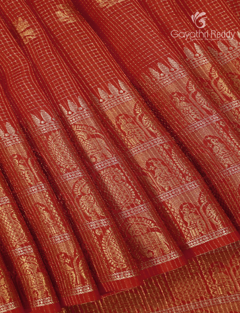 Semi Mysore Crepe Saree in Burnt Orange