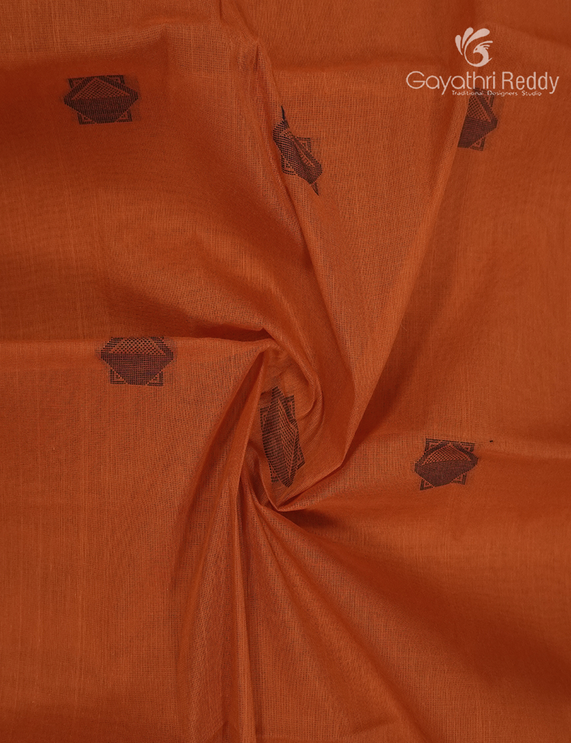 Pure Kanchi Cotton Saree in Orange