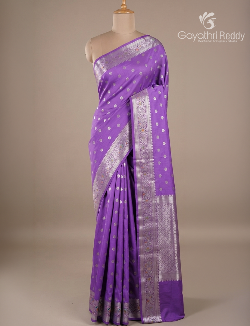 Semi Banaras Katan Silk Saree in Lavender