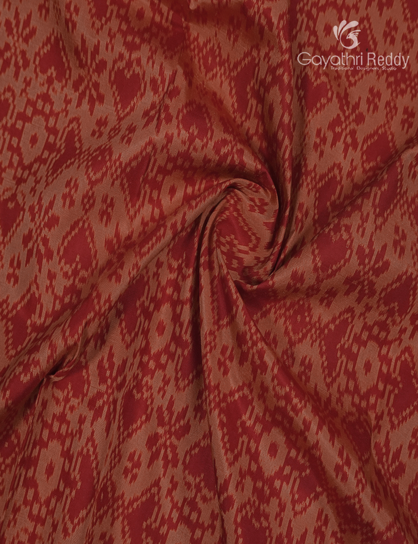 Pure Ikat Silk Saree in Rust Red