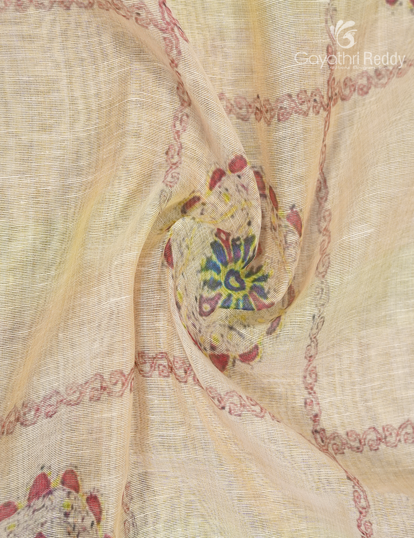 Pure Linen Saree in Peach
