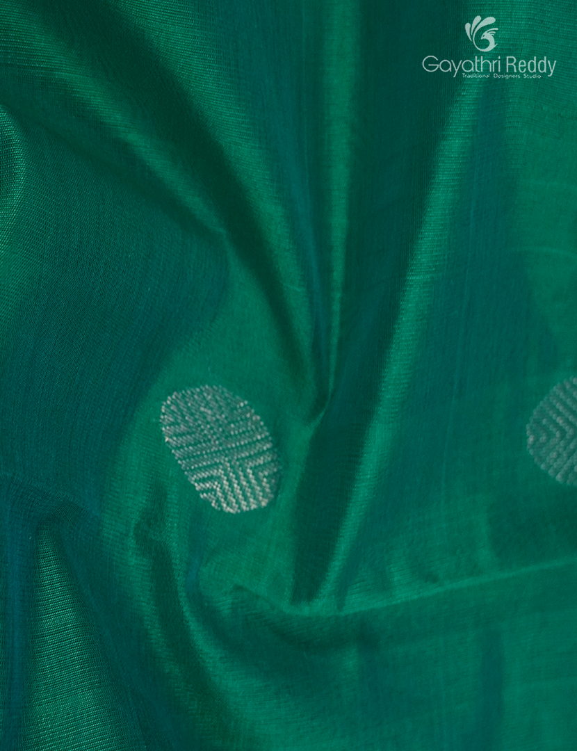 Pure Arani Sico Saree in Sea Green and Red