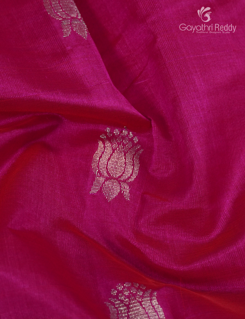 Pure Arani Sico Saree in Hot Pink and Yellow