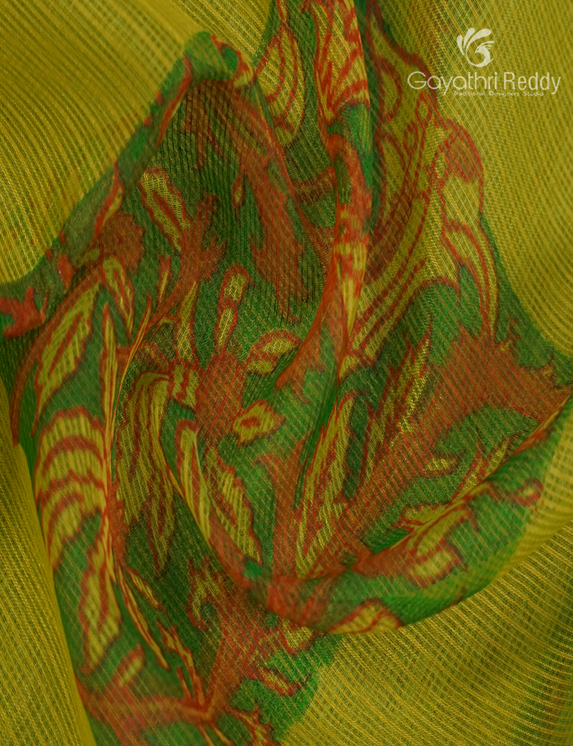 Kota Printed Saree in Mehendi Green