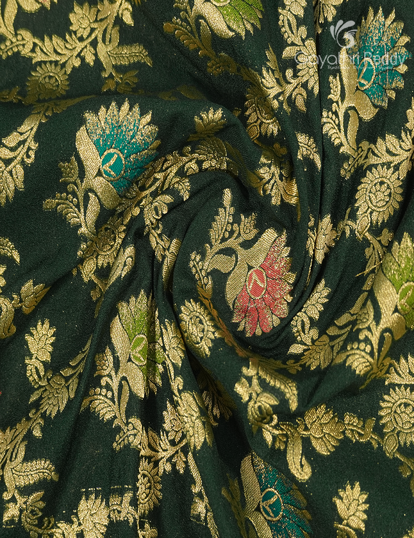 Banaras Georgette Saree in Bottle Green
