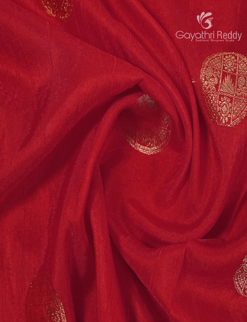 Semi Mysore Crepe Saree in Red