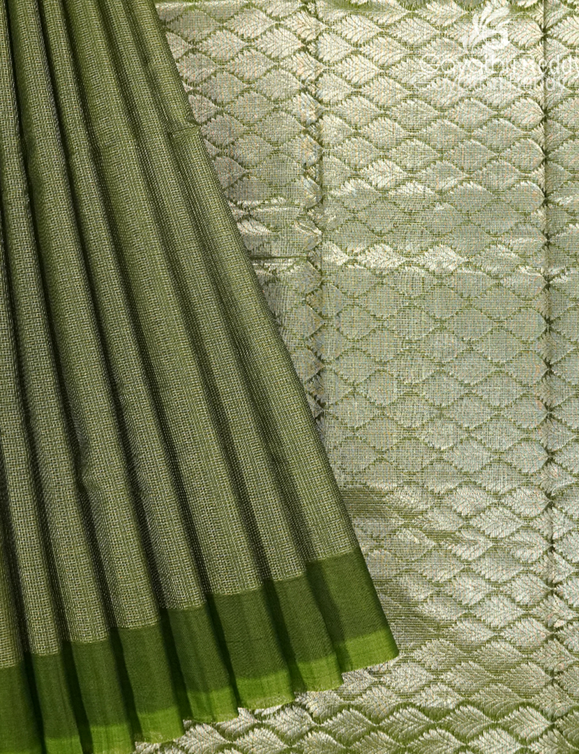Pure Kanchipuram Sico Saree in Leaf Green