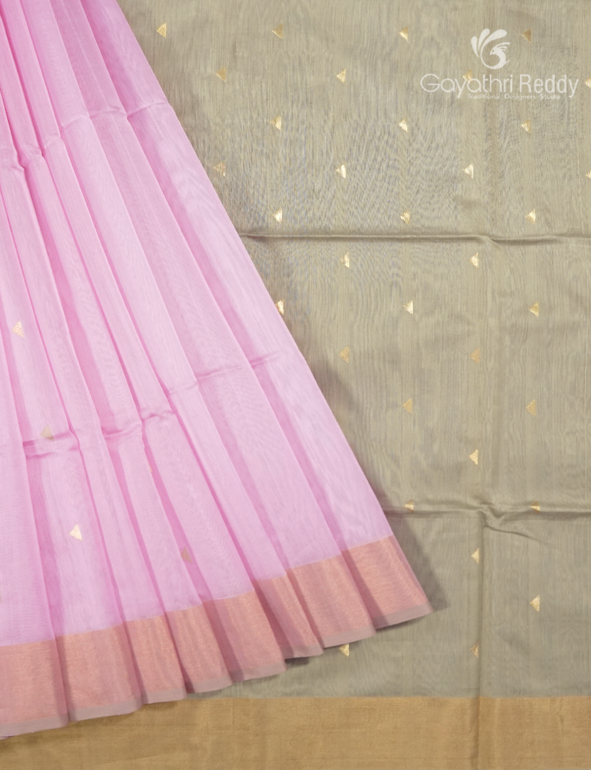Pure Chanderi Sico Saree in Baby Pink