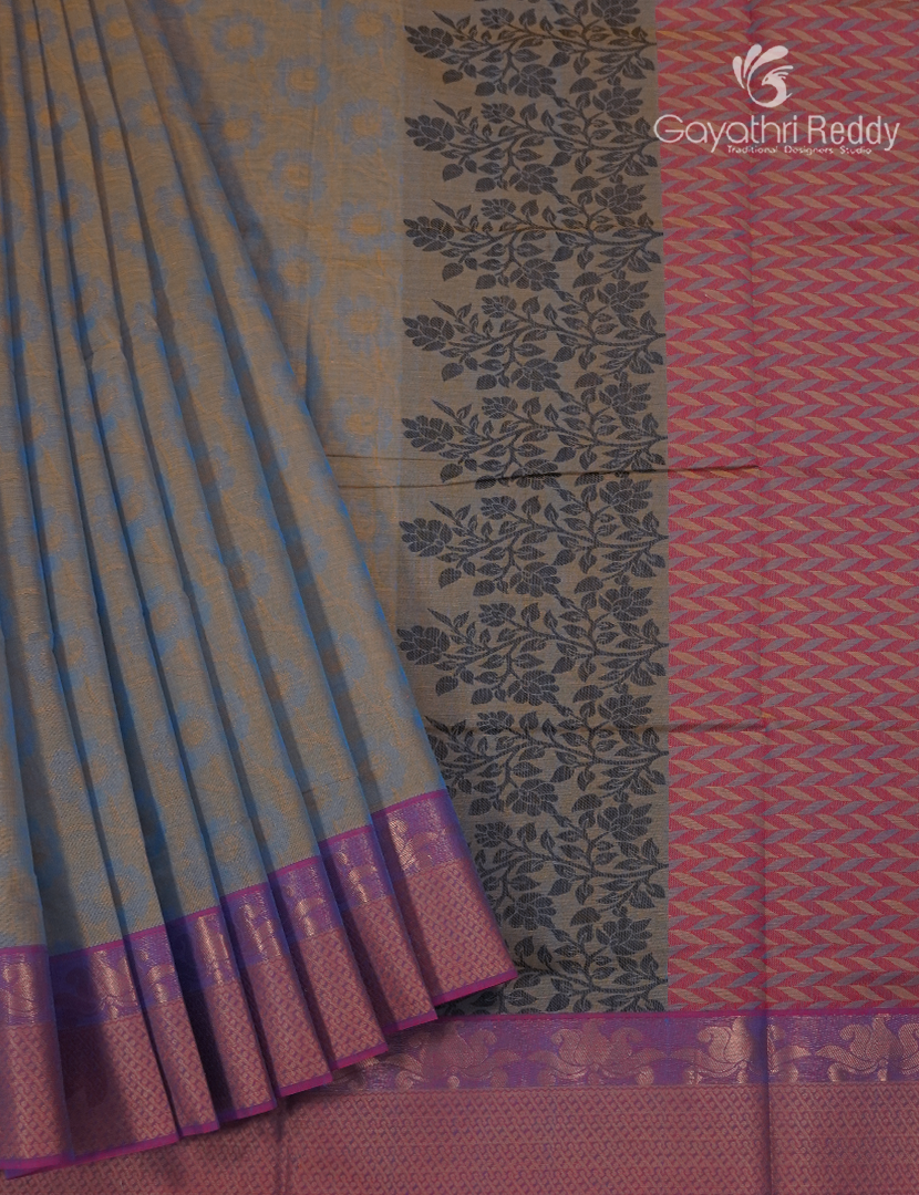 Pure Kanchi Cotton Saree in Mehendi Green