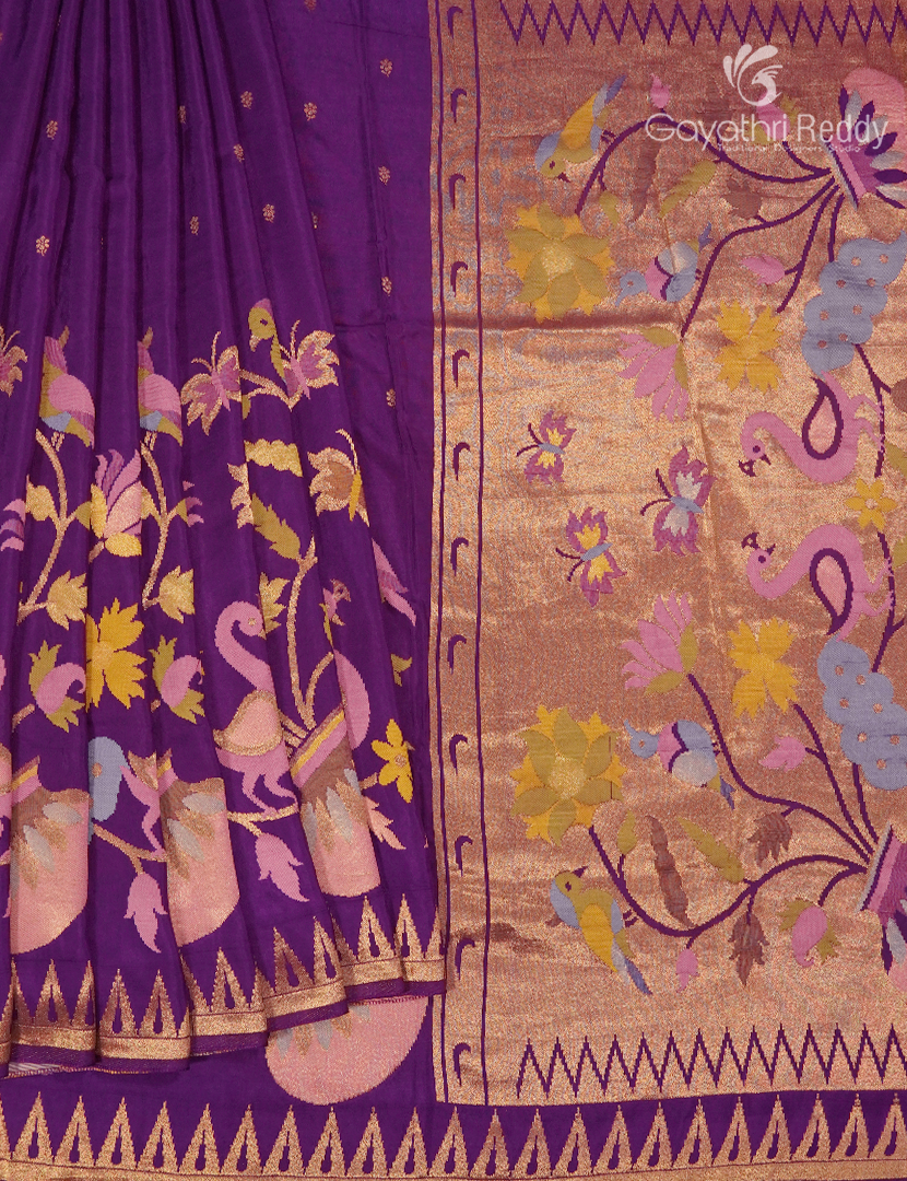 Pure Satin Silk Saree in Deep Purple