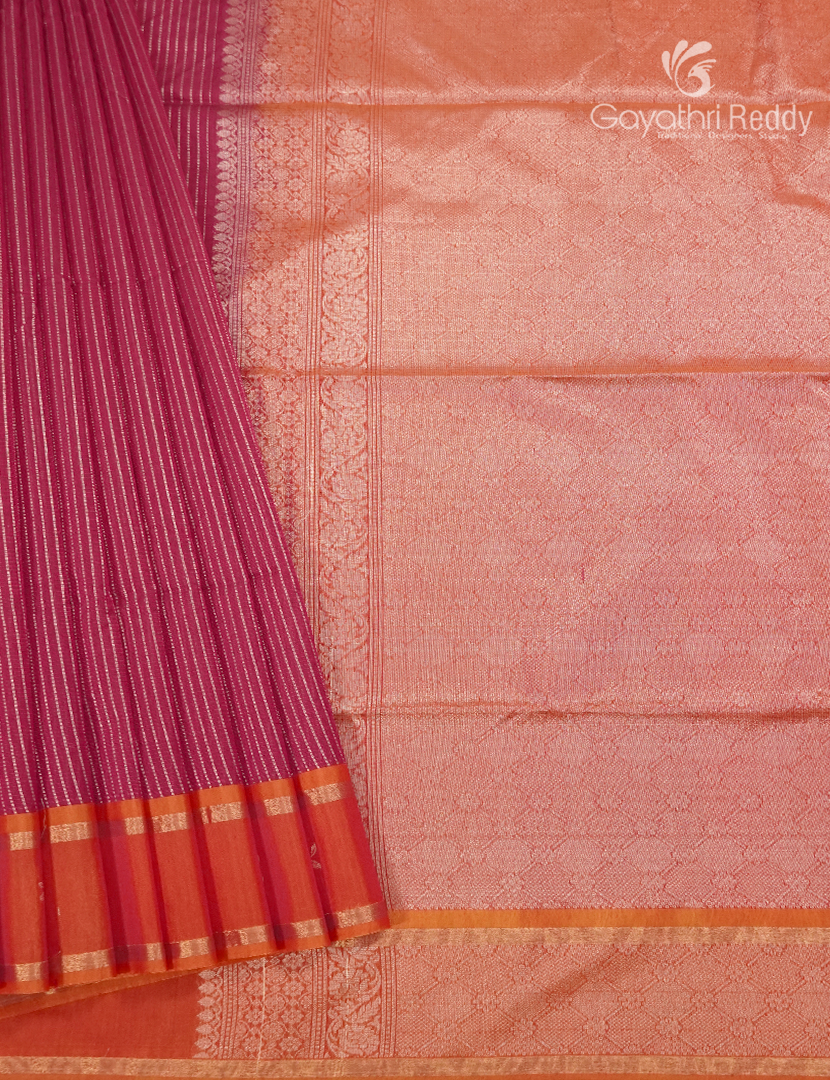Kanchipuram Sico Saree in Pink and Orange