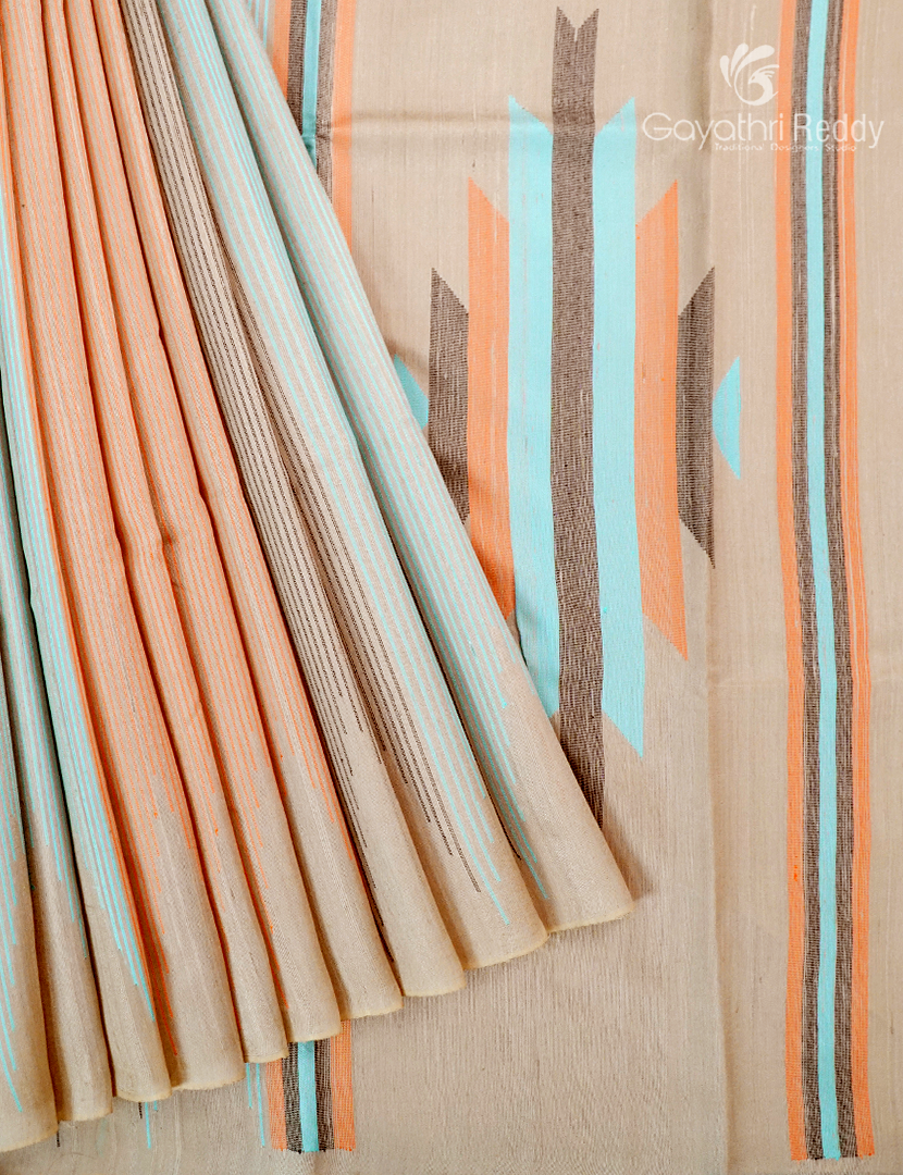 Pure Khadi Pattu Saree in Pastel Sandalwood