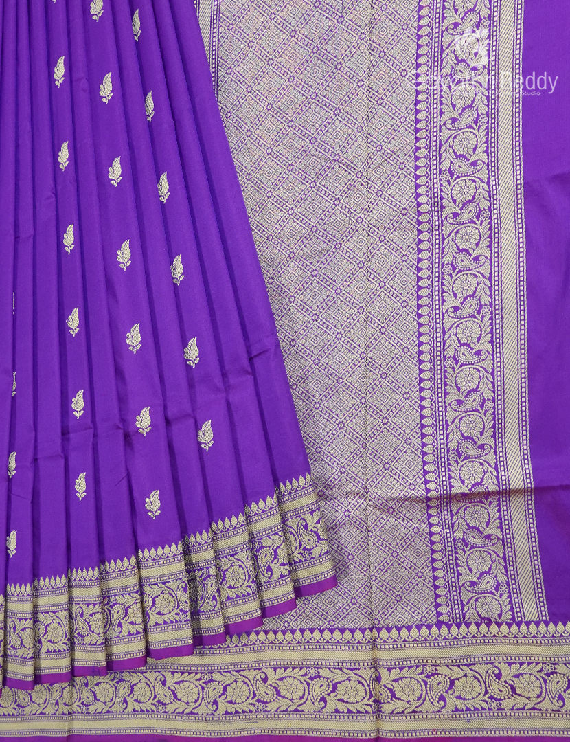 Pure Banaras Katan Silk Saree in Electric Purple