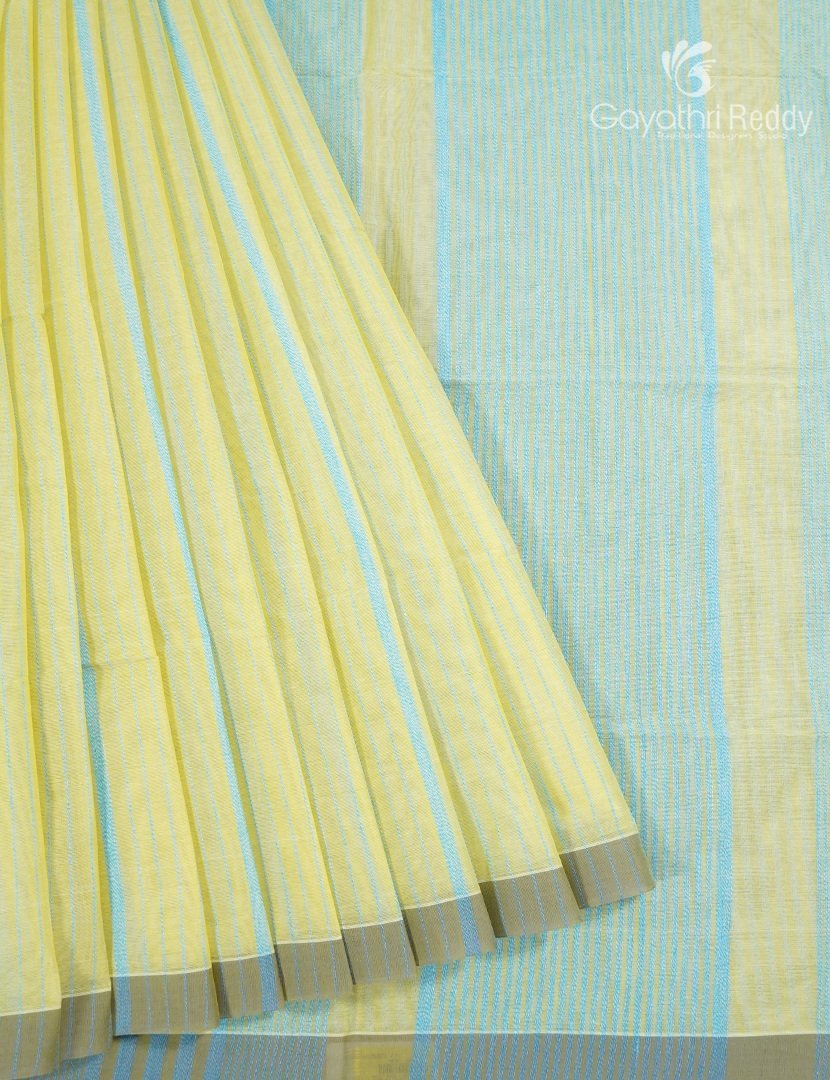 Pure Handloom Cotton Saree in Lime