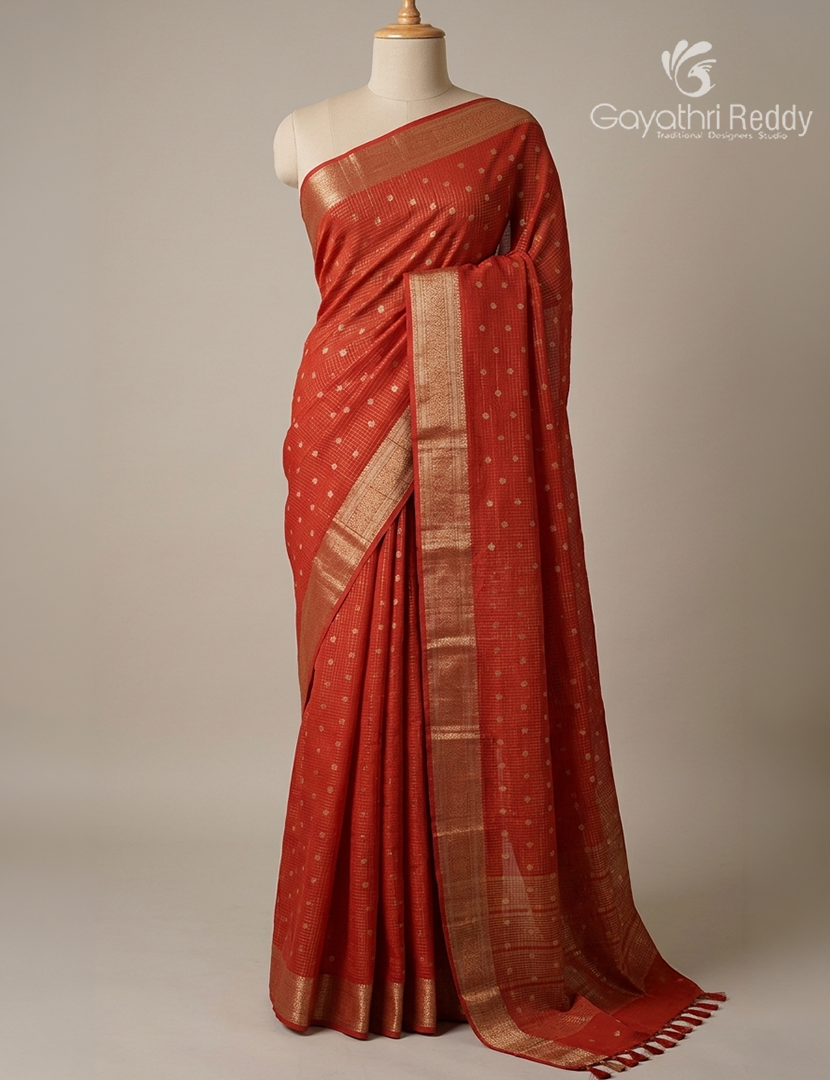 Semi Mysore Crepe Saree in Bridal Red