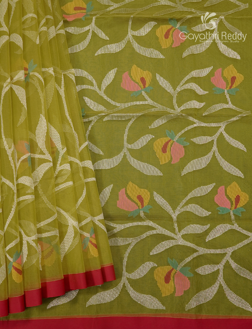 Pure Jamdani Kora Saree in Light Green