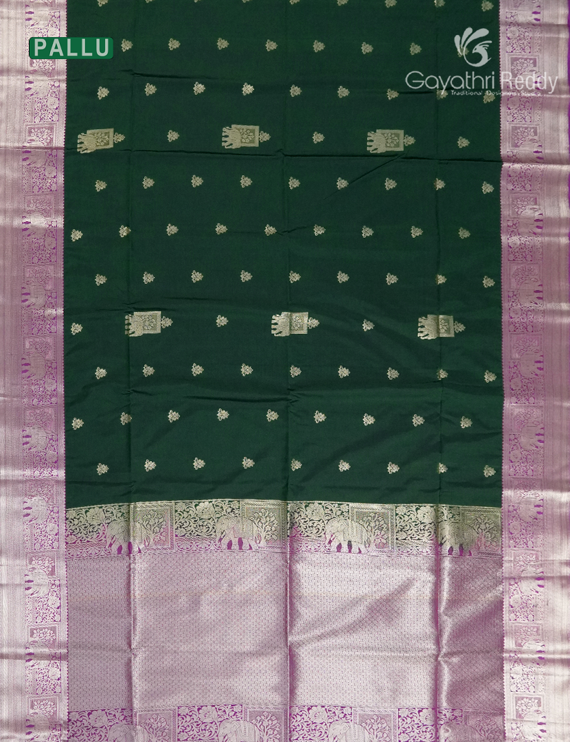 Soft Silk Saree in Deep Green and Deep Magenta