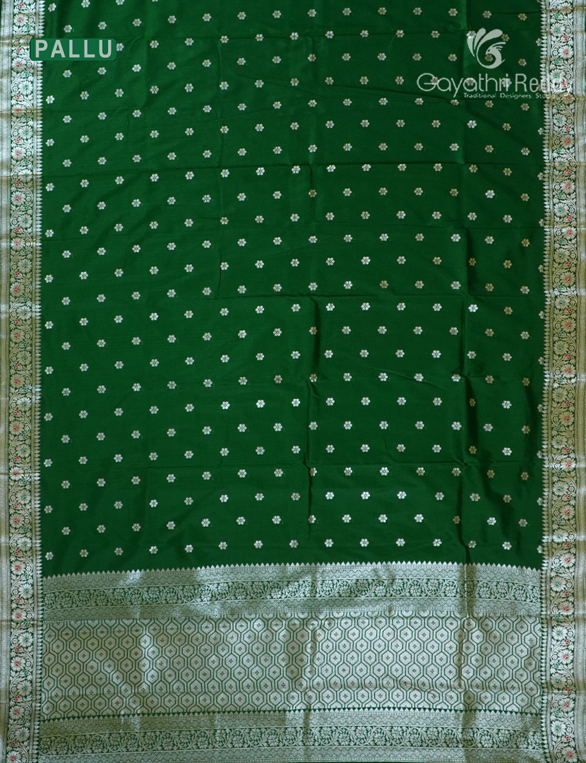 Semi Banaras Katan Silk Saree in Deep Green