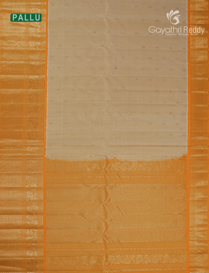 Pure Gadwal Silk Saree in Ivory and Light Coral