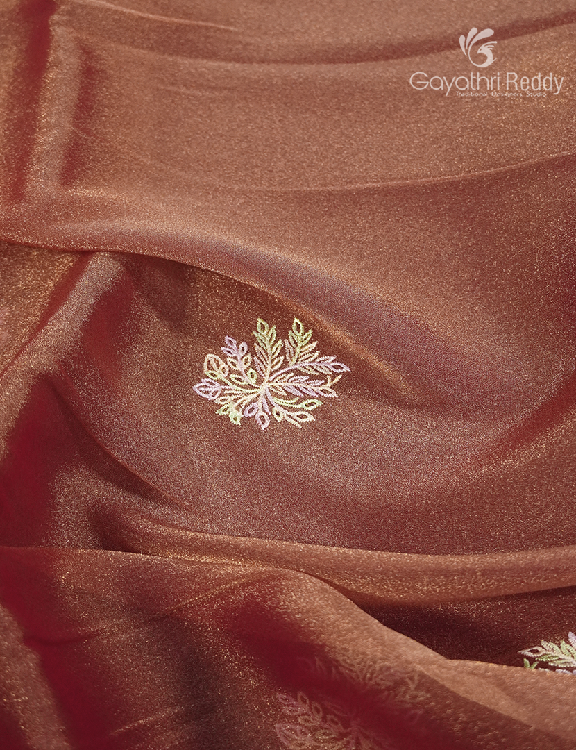 Fancy Saree in Deep Copper Red