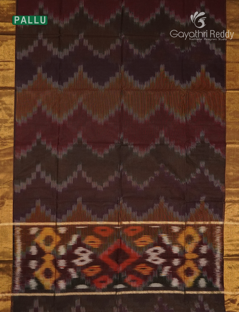 Semi Ikat Sico Saree in Brown