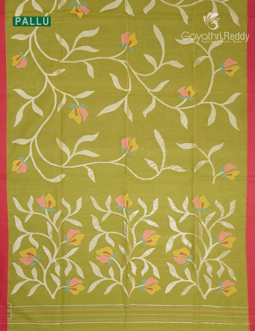 Pure Jamdani Kora Saree in Light Green