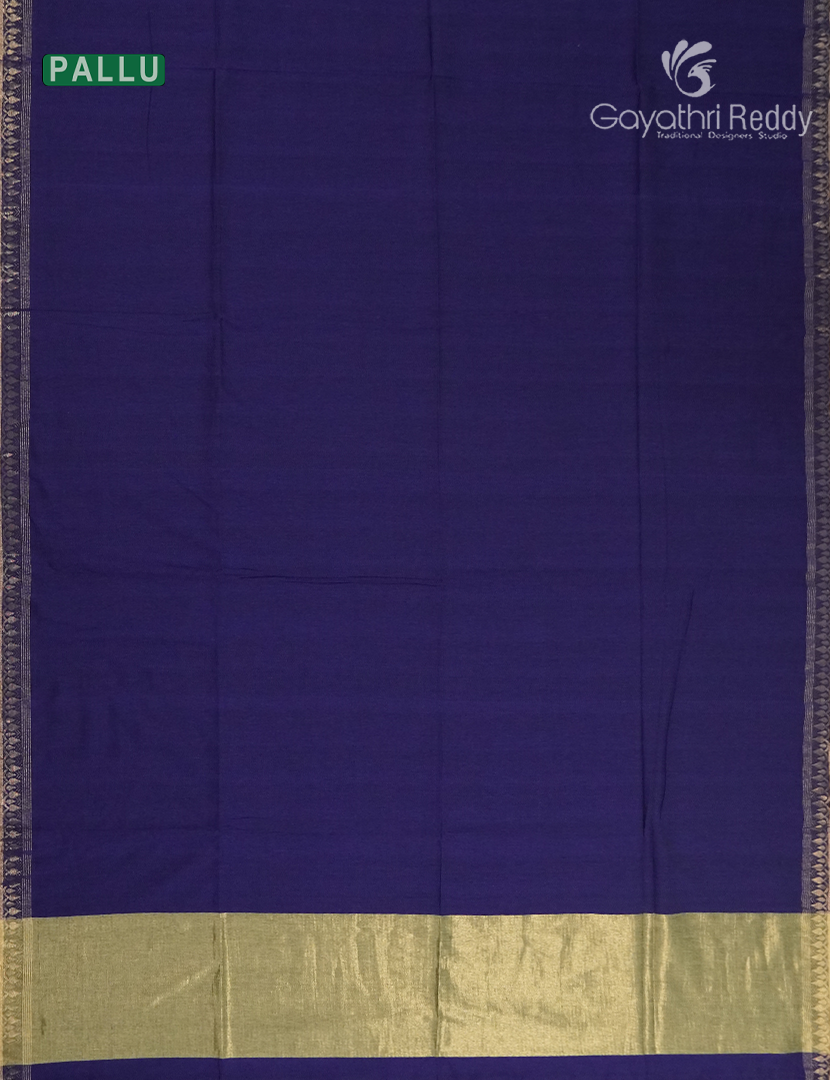 Jamdani Cotton Saree in Deep Ink Blue