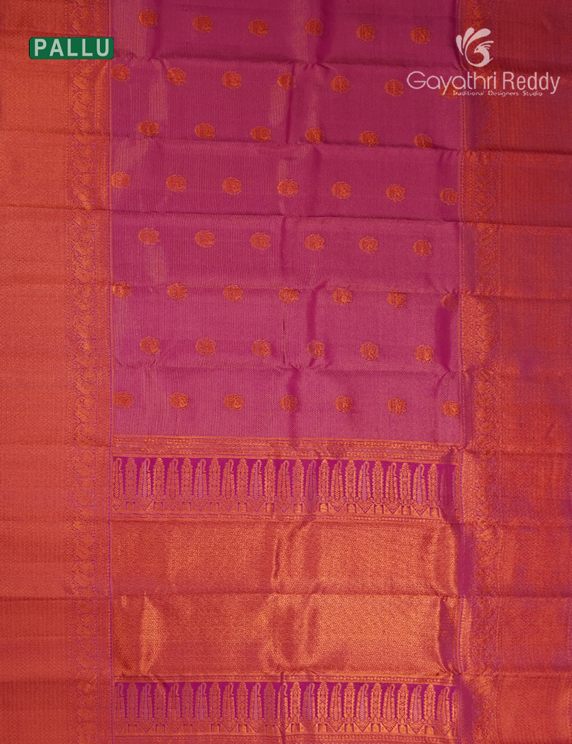 Pure  Kanchipuram Silk Saree in Rose Pink ( Butta Pattern )