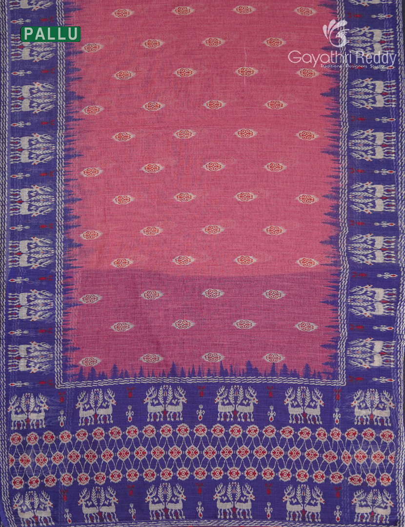 Linen Cotton Saree in Baby Pink