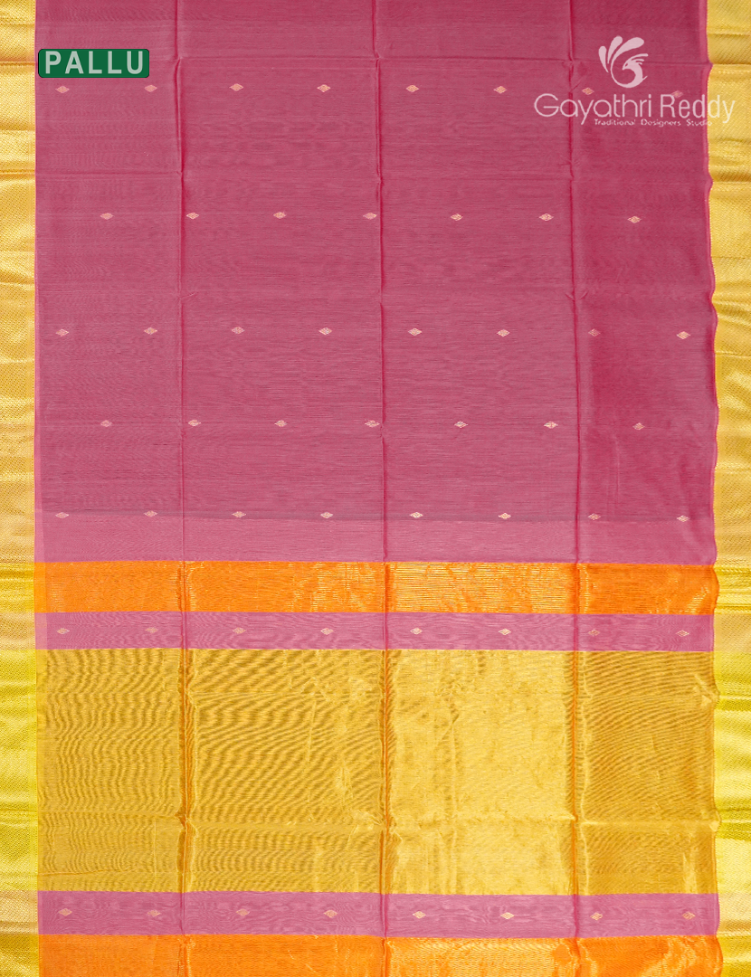 Pure Chanderi Sico Saree in Baby Pink and Sunshine Yellow