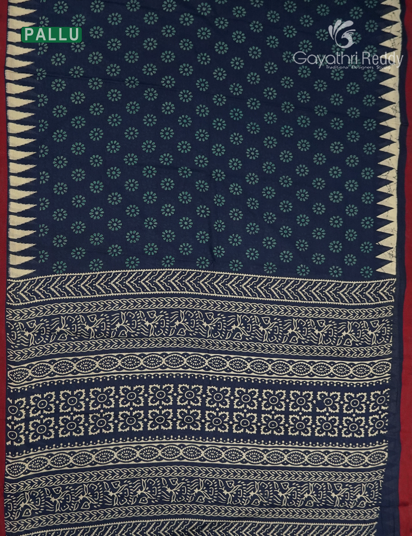 Vidharbha Cotton Saree in Indigo Blue