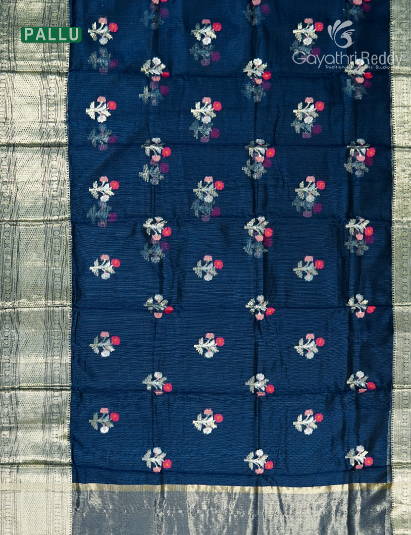 Pure Silk Kota Saree in Navy Blue