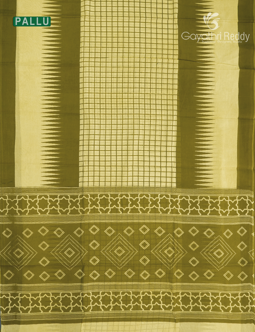 Pure MulMul Cotton Saree in Lime Green and Mehendi Green