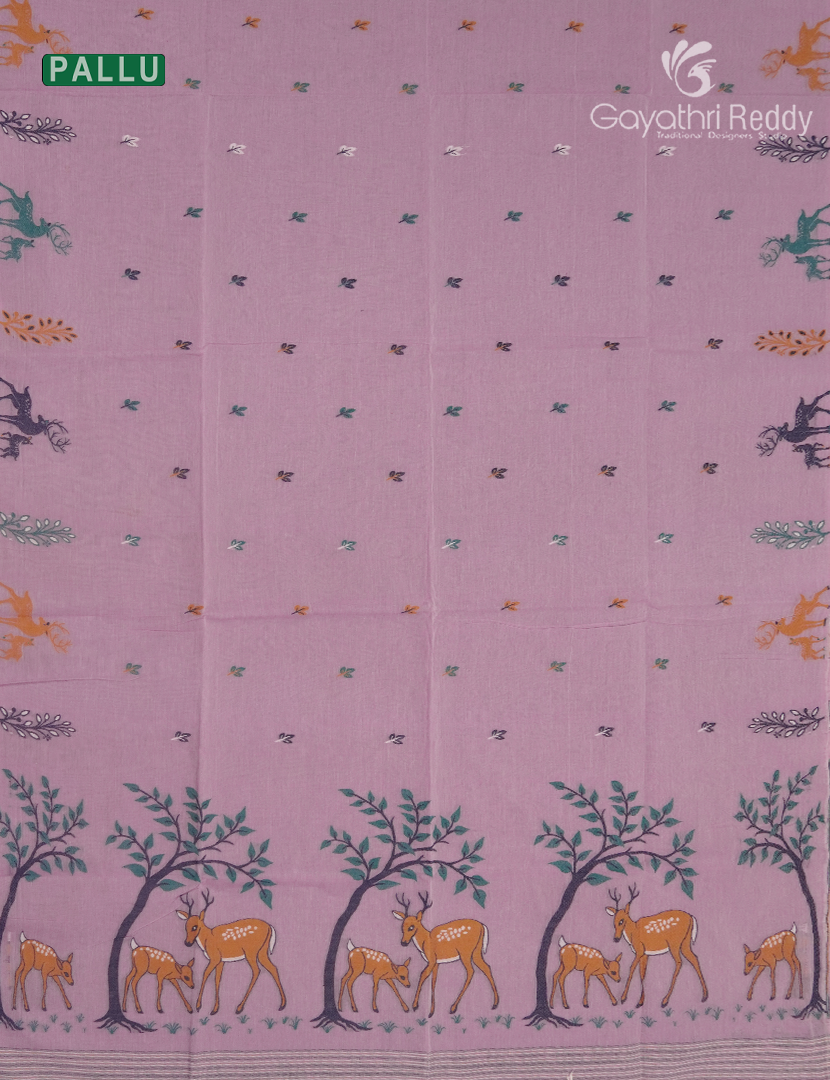 Jamdani Cotton Saree in Baby pink