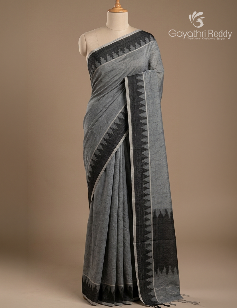 Pure Kanchi Cotton Saree in Grey