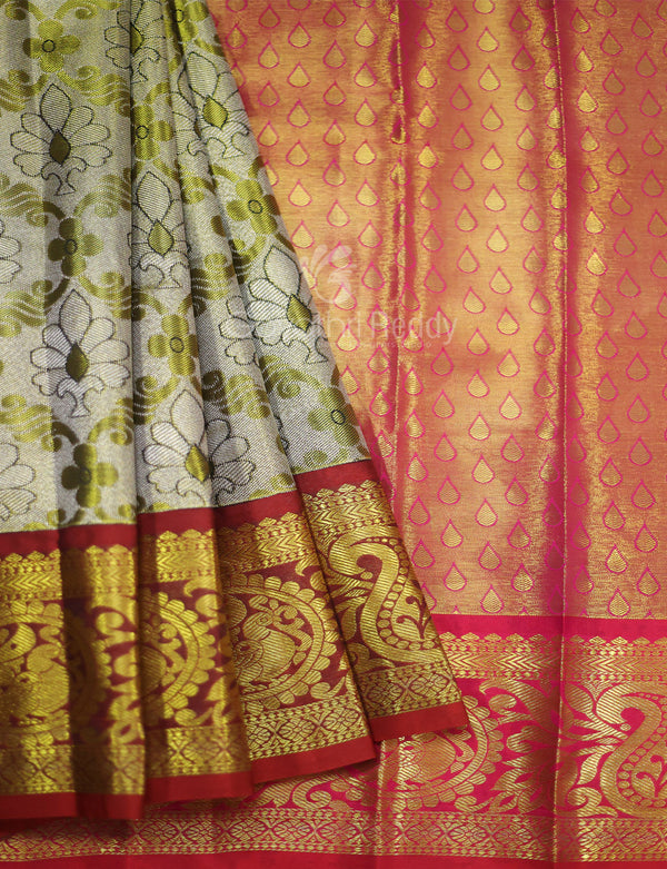 ZECVA Women's Indian Traditional Unstitched Kanjivaram Kanchipuram Silk  Pure Zari Weaving Lehenga Choli Along With Dupatta Attach With Unstitch  Blouse Piece, Half Saree (Blue Golden) : Amazon.in: Fashion